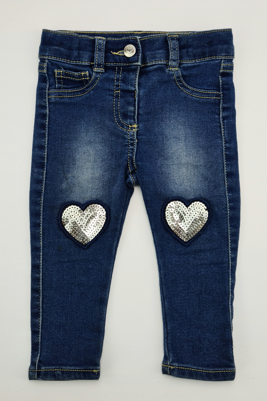 9-12m - Heart Design Skinny Jeans (M&Co)