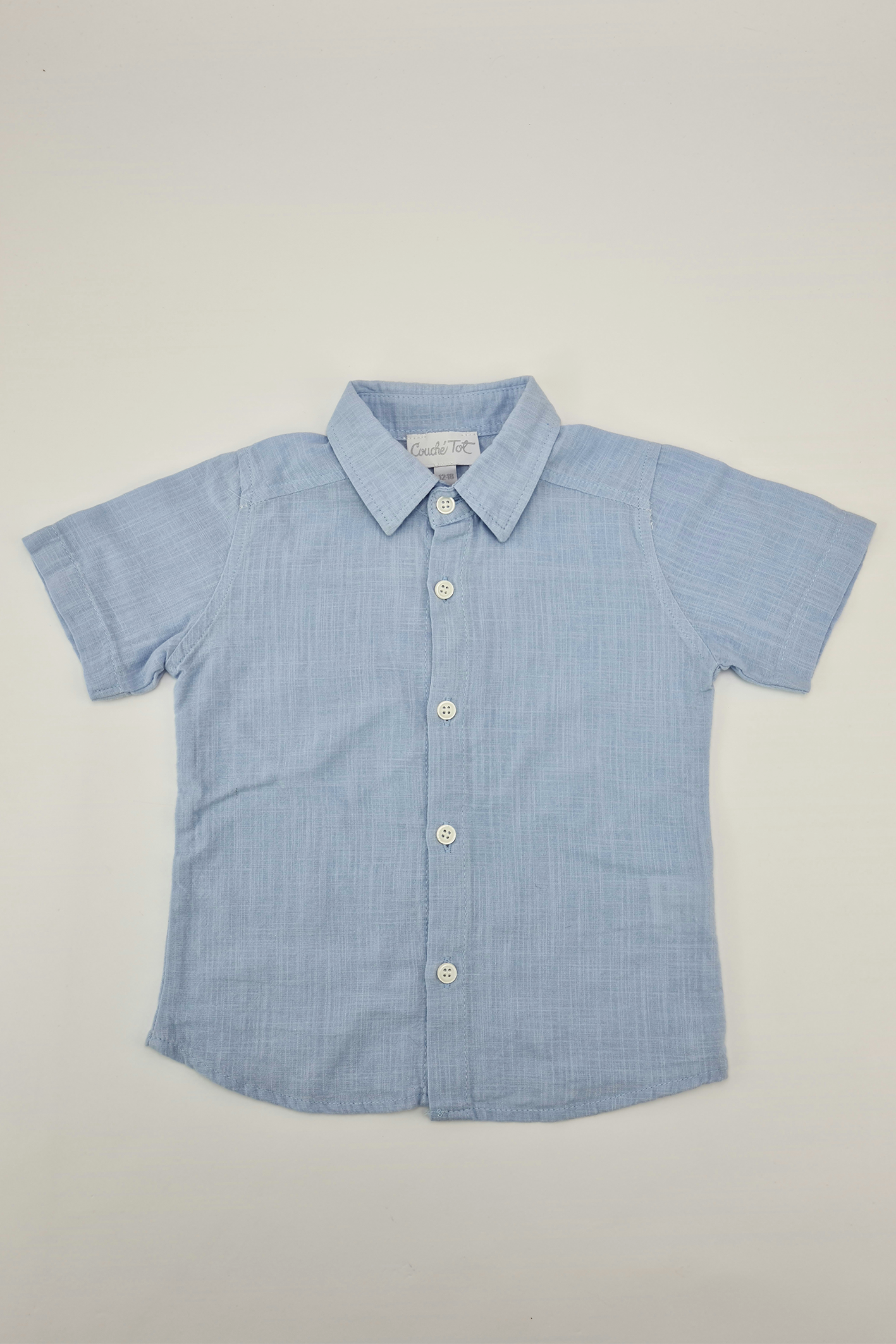 12–18 Monate – Blaues Hemd mit Knöpfen