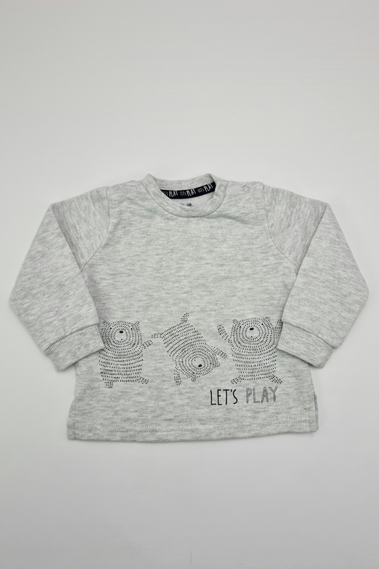 6-9m - Grey Bear Sweatshirt (F&F)