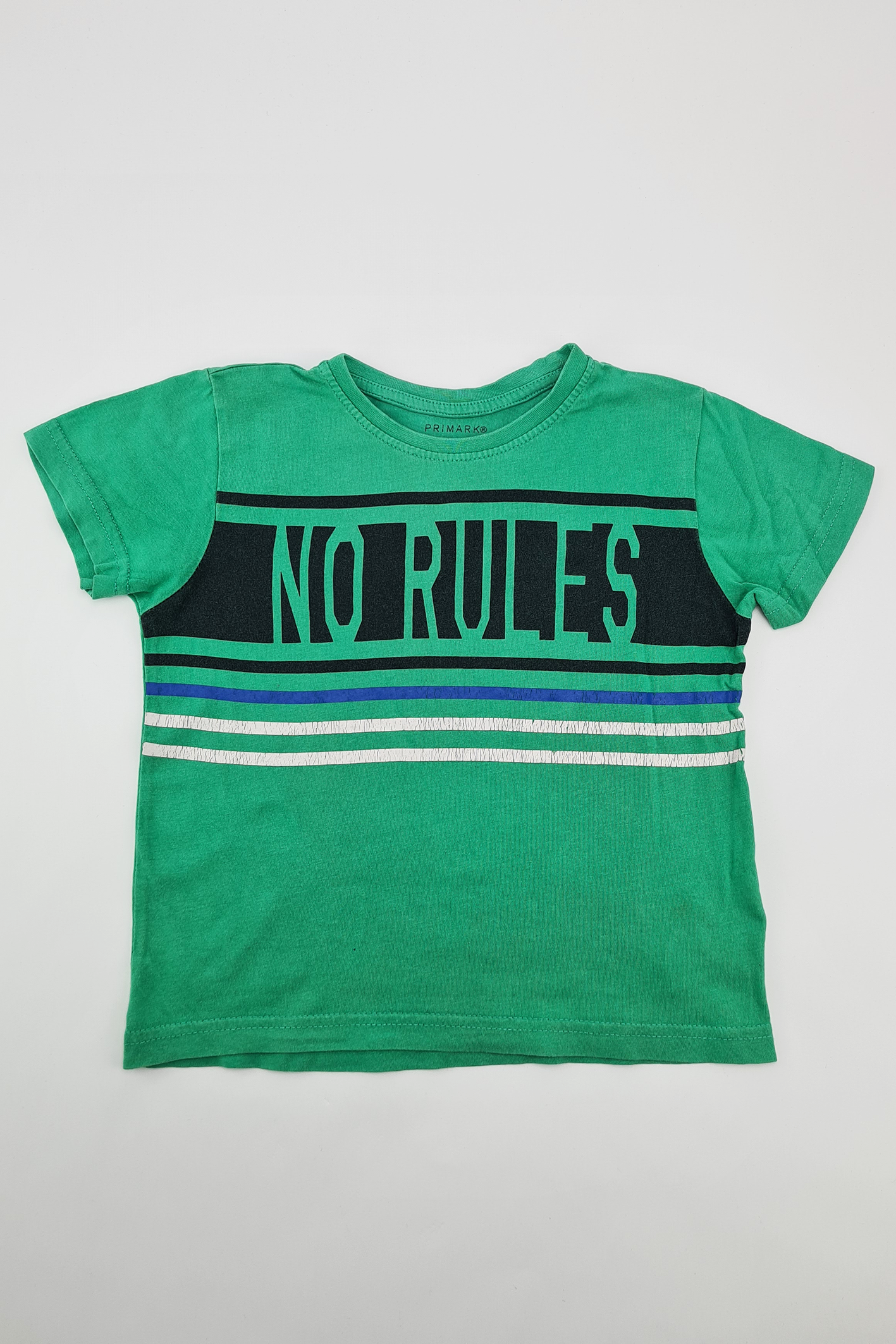 2–3 Jahre – Grünes „No Rules“-T-Shirt (Primark)