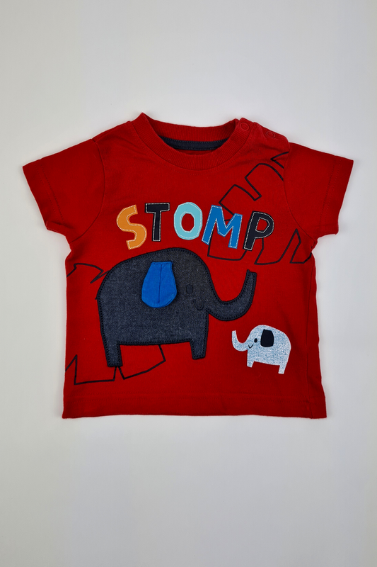 3–6 m – „Stomp“ Elefanten-T-Shirt (Muskatnuss)