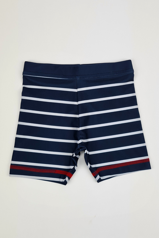 9-12m - Navy & White Stripe Swim Shorts