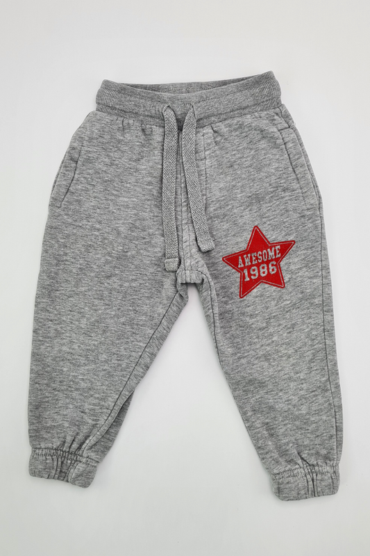 12-18m - 'Awesome 1986' Grey Joggers (George)