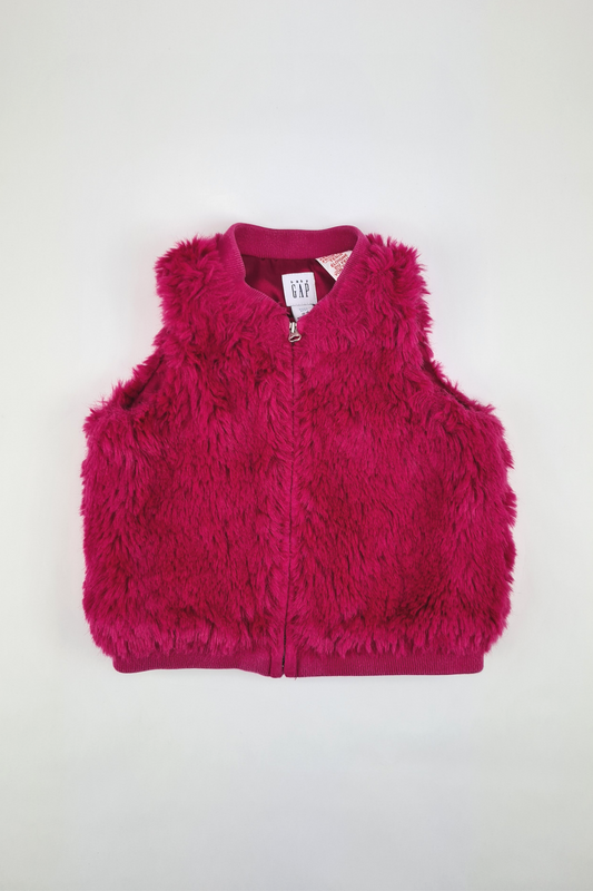12-18m - Pink Faux Fur Cropped Gillet (Gap)