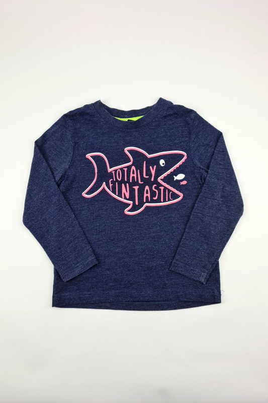2-3y - 'TOTALLY FINTASTIC' Long Sleeve T-shirt