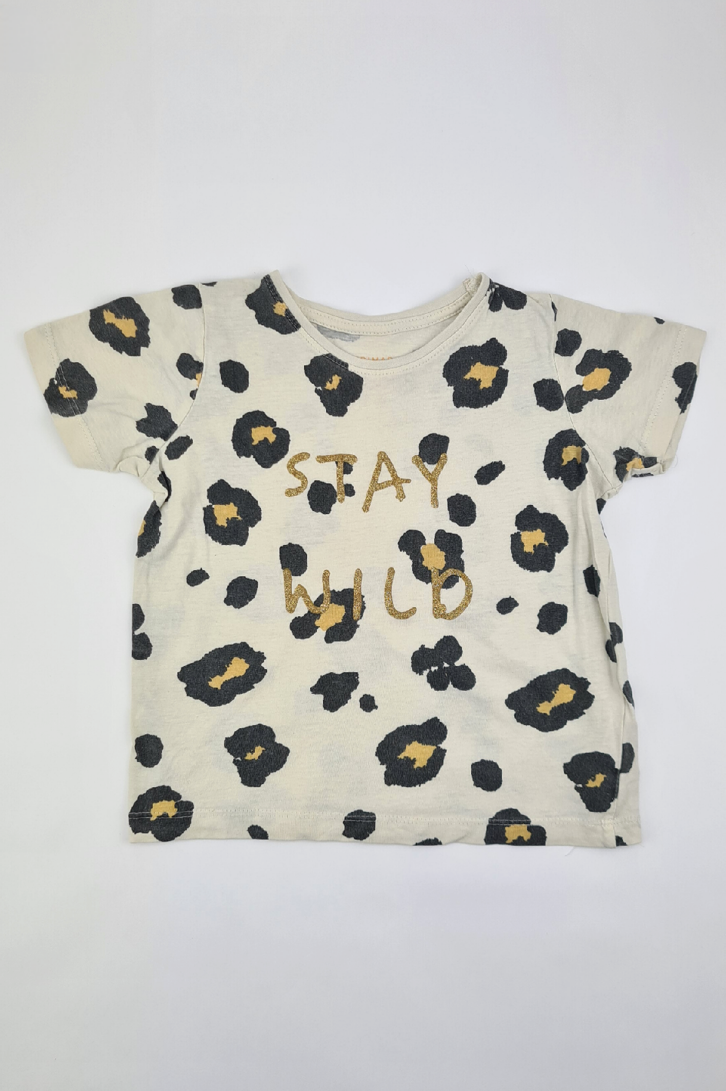 3-4y - Leopard Print 'STAY WILD' T-shirt (Primark)