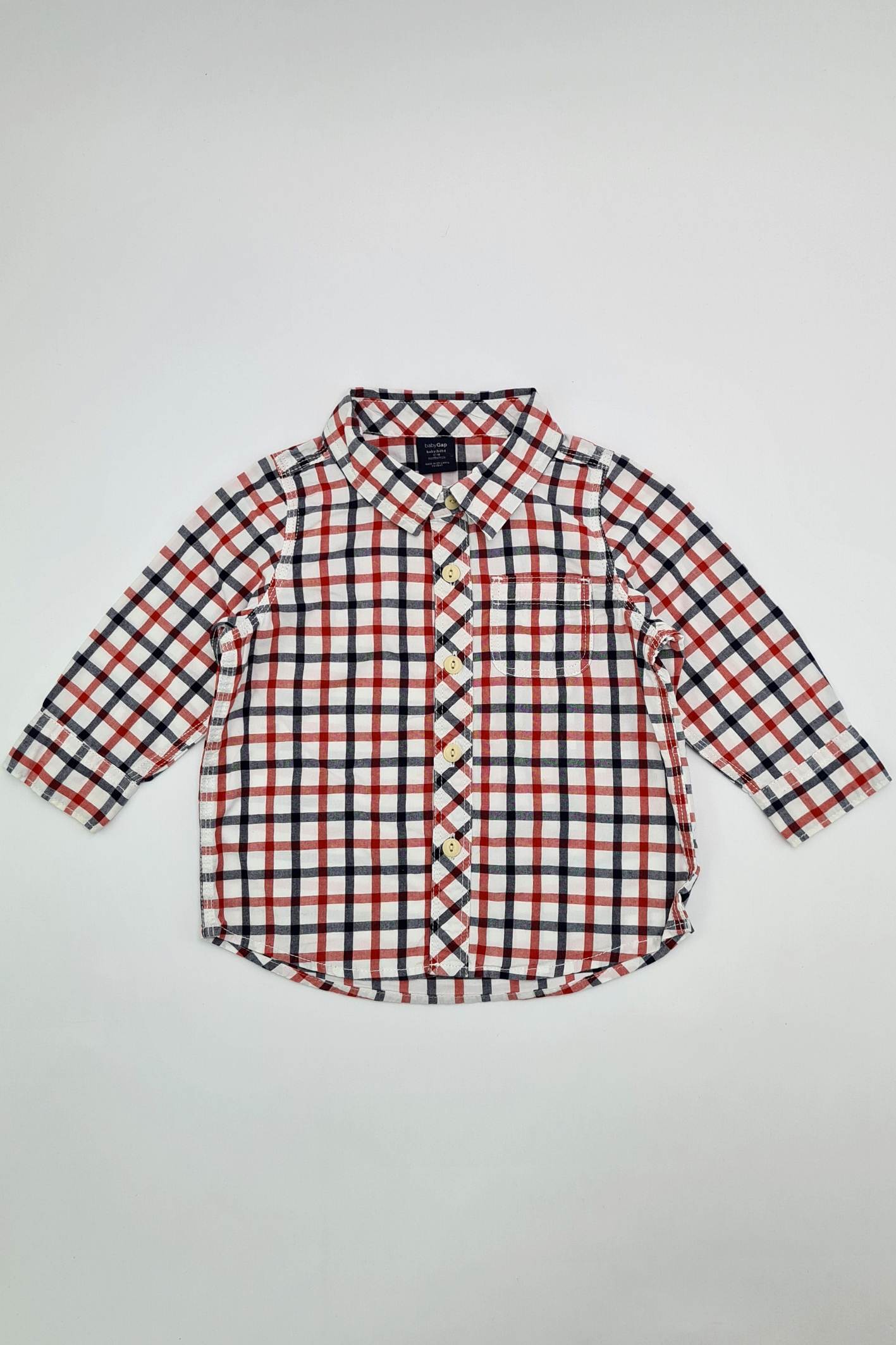 12-18m - 100% Cotton Long Sleeve Plaid Shirt (Baby Gap)