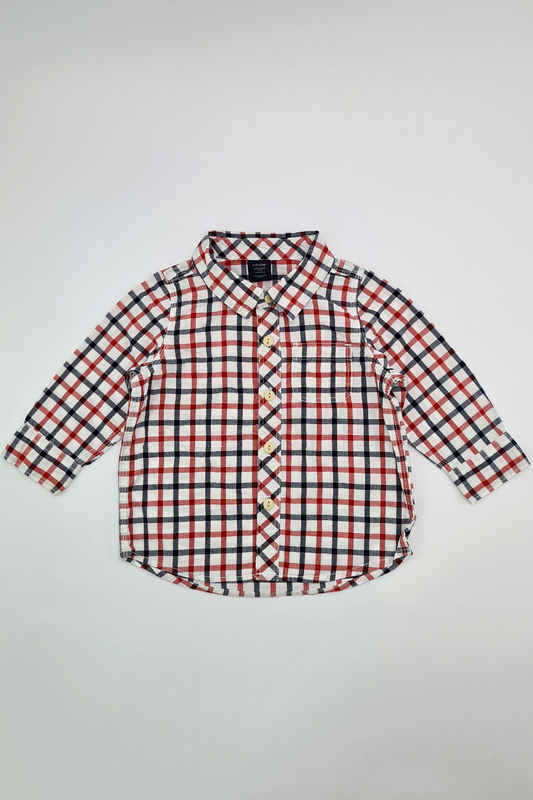 12-18m - 100% Cotton Long Sleeve Plaid Shirt (Baby Gap)