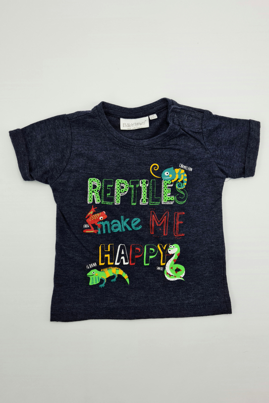 3-6m - 'Reptiles Make Me Happy' T-shirt (Baby Town)
