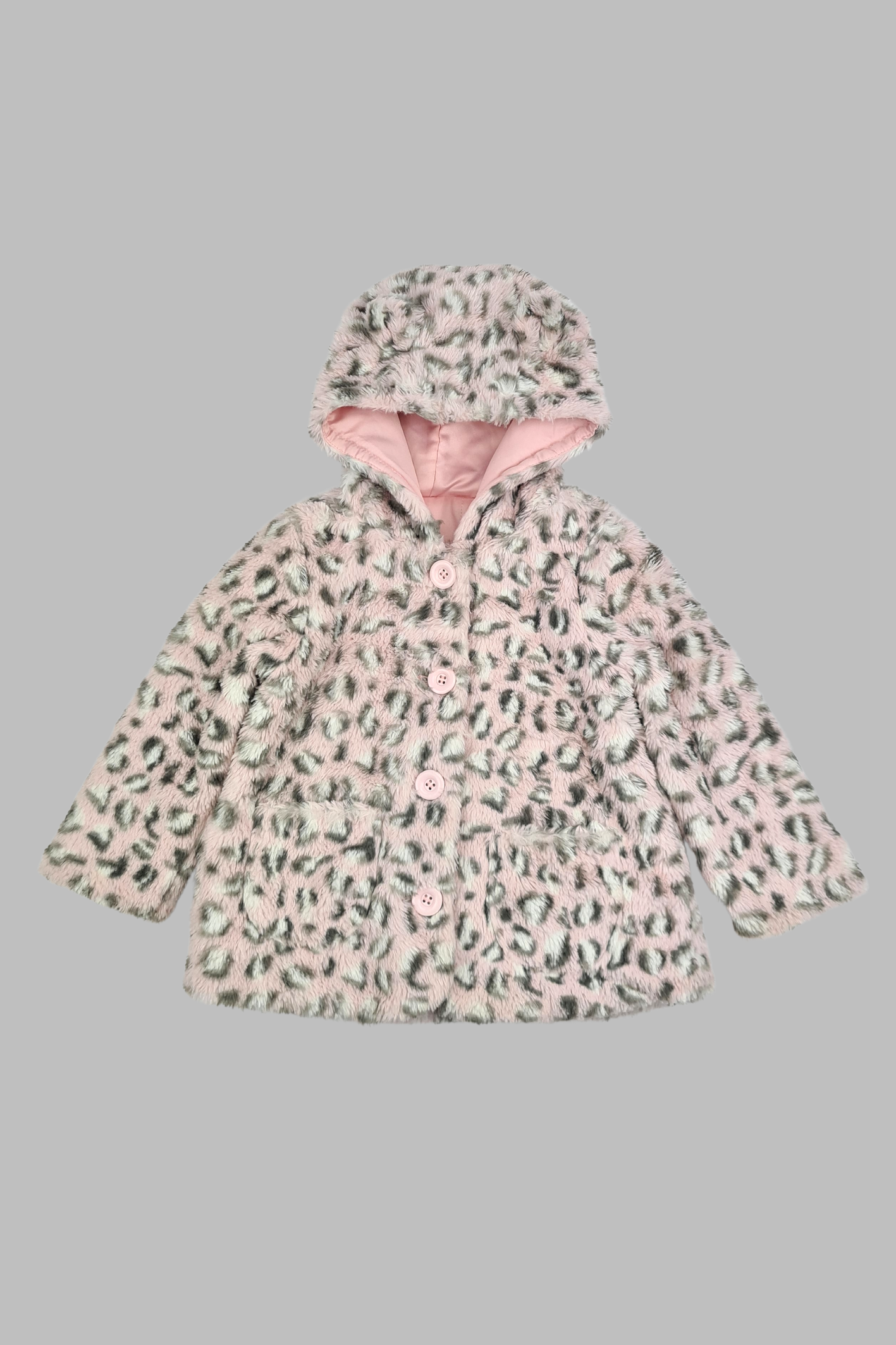 18-24m - Pink Leopard Print Faux Fur Coat (George)