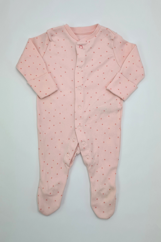 1m (10lbs) - Pink Spot Print Sleepsuit (Primark)