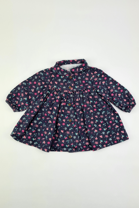 1m (10lbs) - Floral Print Button-up Dress (Nutmeg)
