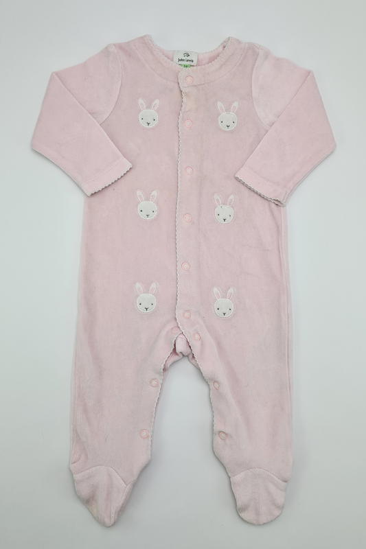 3-6m - Baby Bunny Velour Sleepsuit (John Lewis)