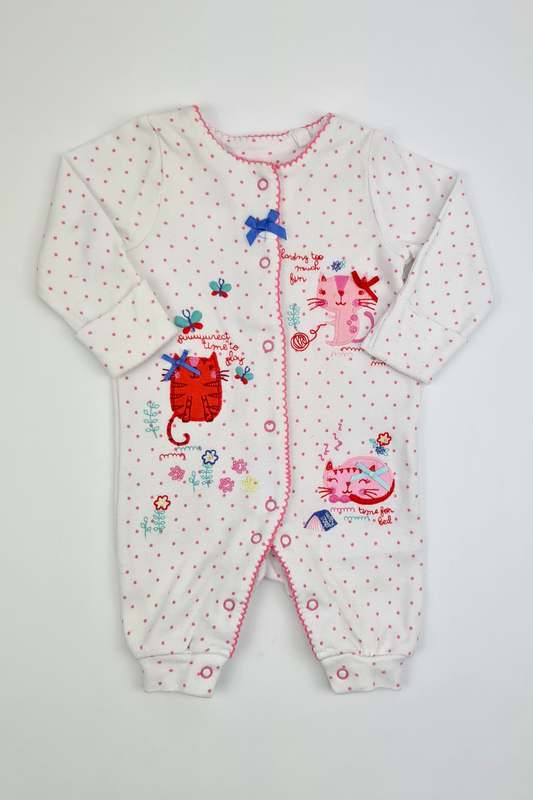 Neugeborene (9 Pfund) – 100 % Baumwolle, fußloser Schlafanzug im Kätzchen-Design (Tu)