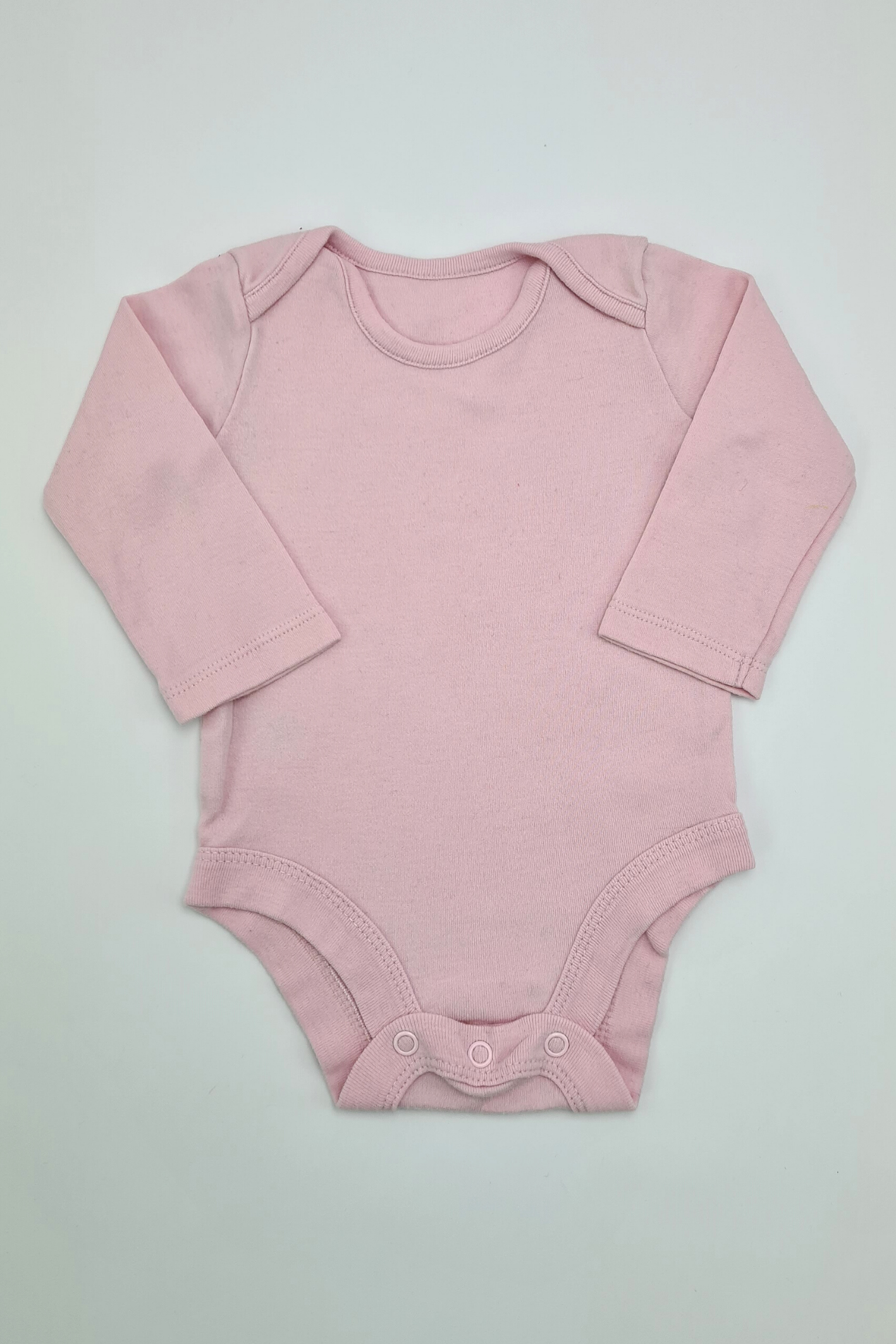 0-3m - 100% Cotton Pink Long Sleeve Bodysuit (Tu)
