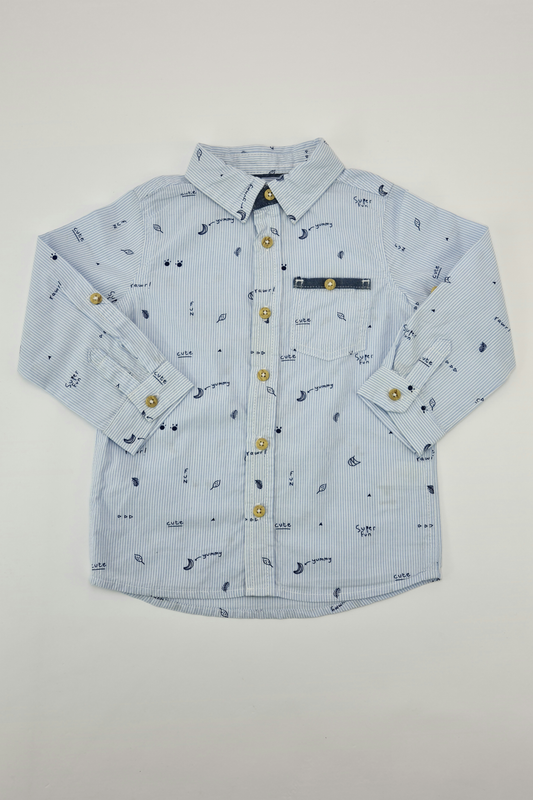 12-18m - Blue Pinstripe Shirt