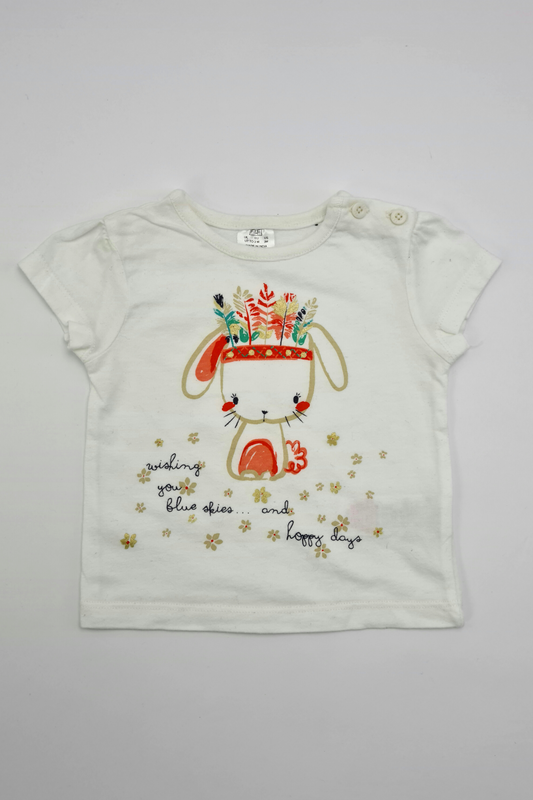 0-3m - 100% Cotton 'Wishing You Blue Skies And Happy Days' T-shirt (F&F)