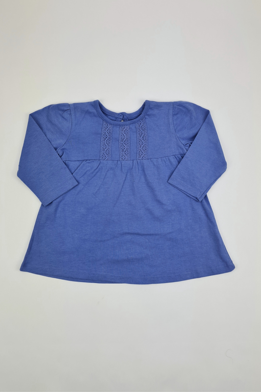 6-9m - 100% Cotton Blue Dress (George)