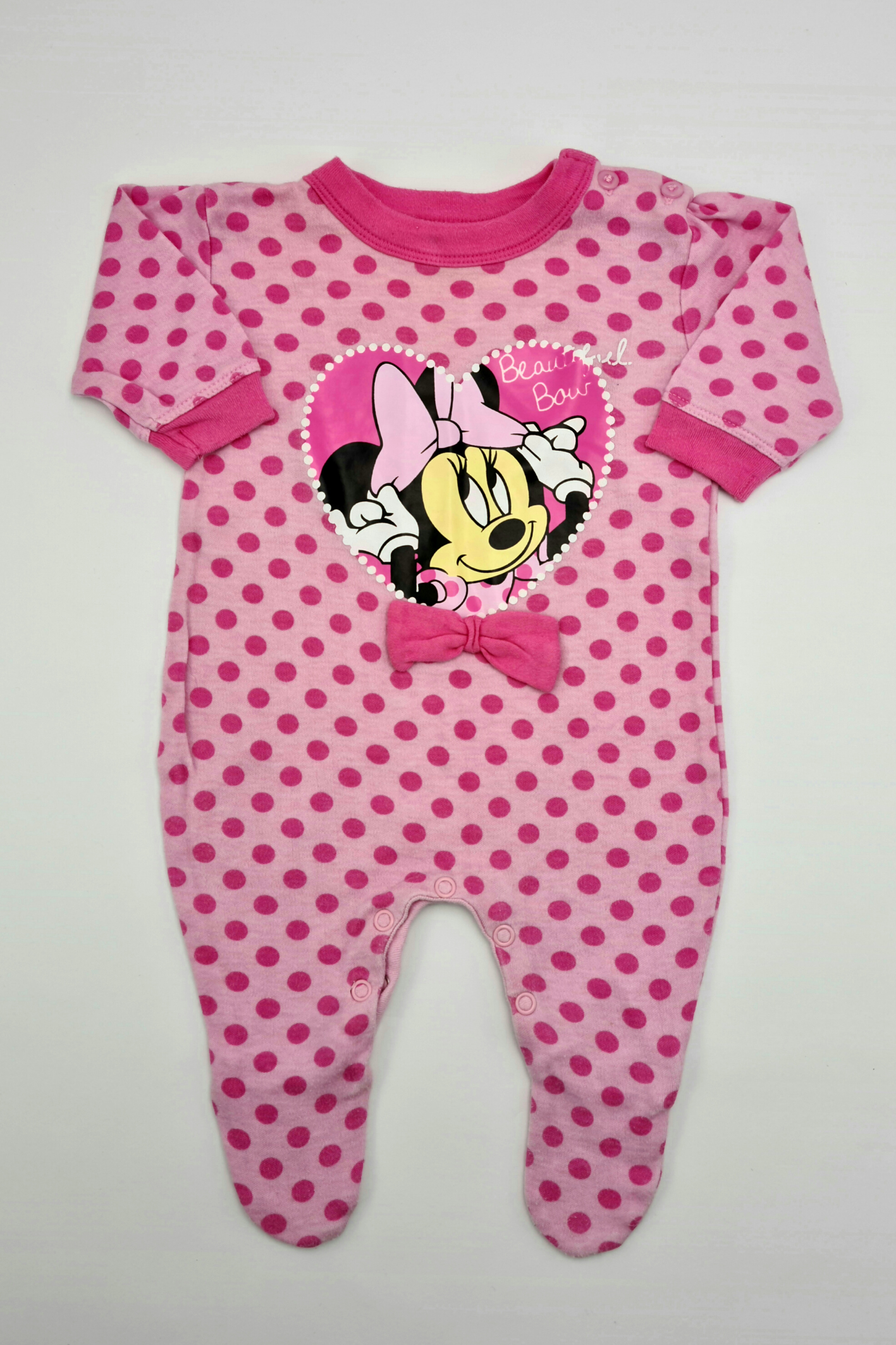 0-3m - Pink Spot Print Minnie Mouse Playsuit (Disney)