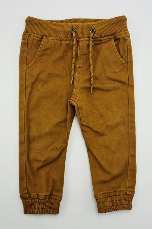 9-12m - Tan Cuffed Trousers (Matalan)