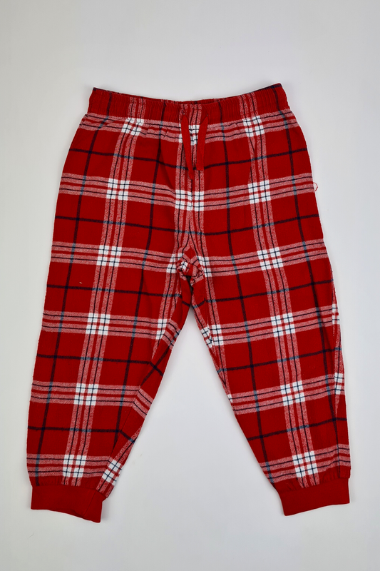 2-3y - 100% Cotton Red Plaid Pyjama Bottoms (M&S)