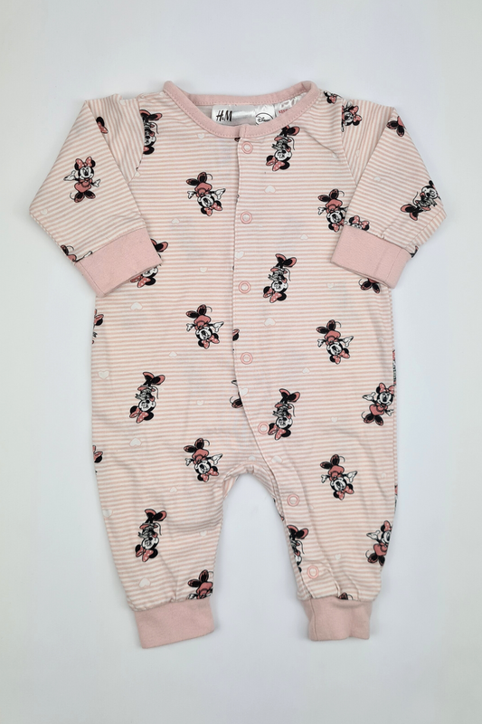 Newborn - 100% Cotton Minnie Mouse Footless Sleepsuit (H&M)
