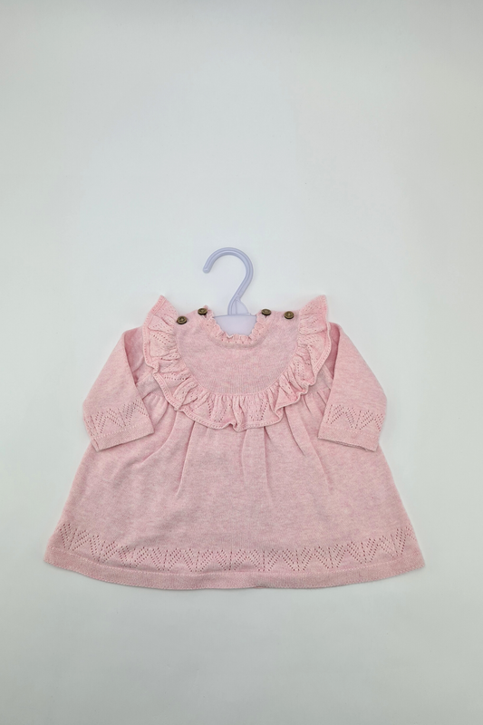 Newborn - Pink Ruffle Neck Dress