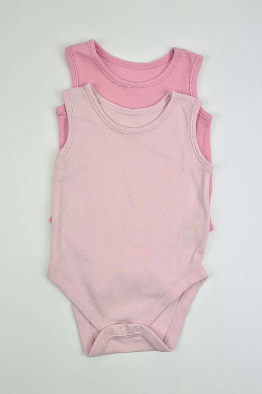 6-9m - Sleeveless Pink Bodysuits