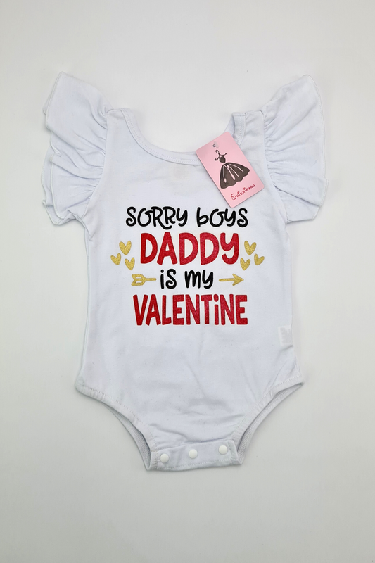 12-18m - 'Sorry Boys Daddy Is My Valentine' Ruffle Sleeve Bodysuit