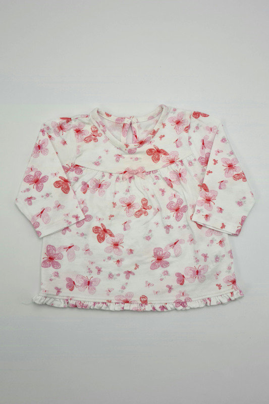 0-3m - 100% Cotton Butterfly Print Top  (George)