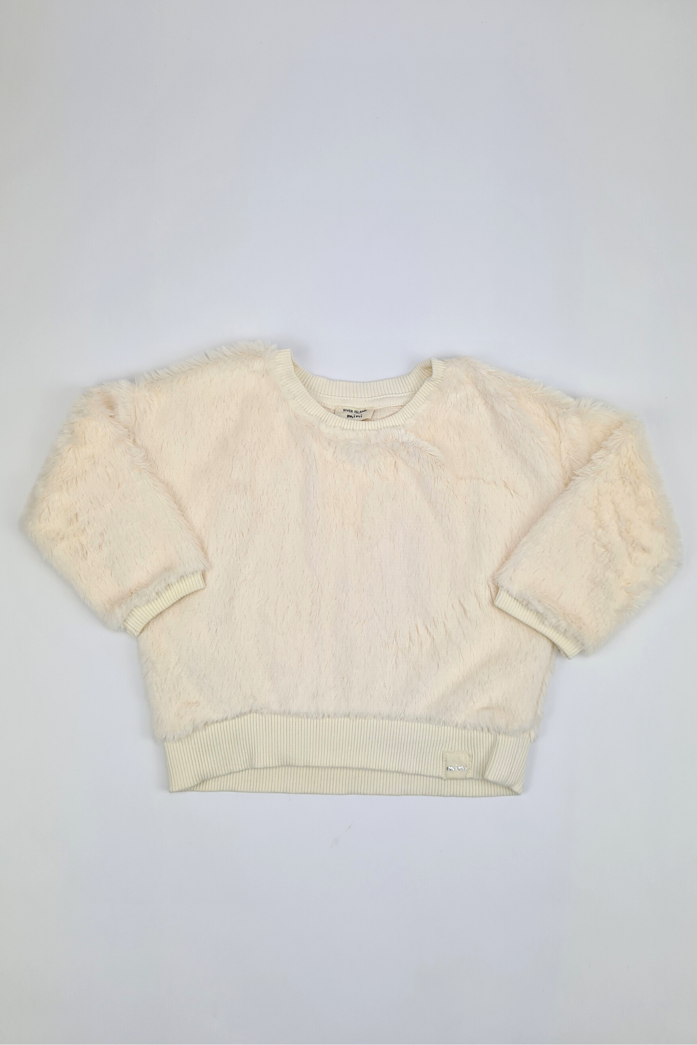 6-9m - Cream Faux Fur Sweatshirt (River Island)