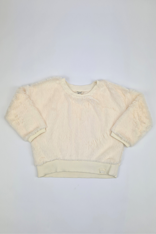 6-9m - Cream Faux Fur Sweatshirt (River Island)