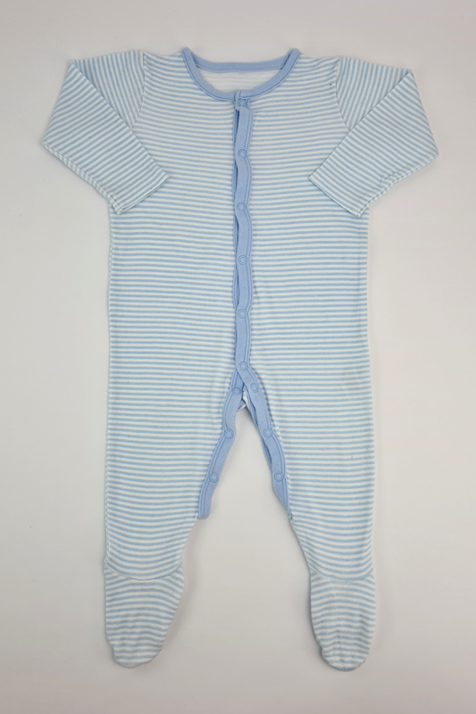 6-9m - Blue & White Stripe Sleepsuit