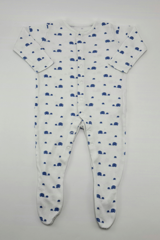 9-12m - Mummy & Me Elephant Print Sleepsuit