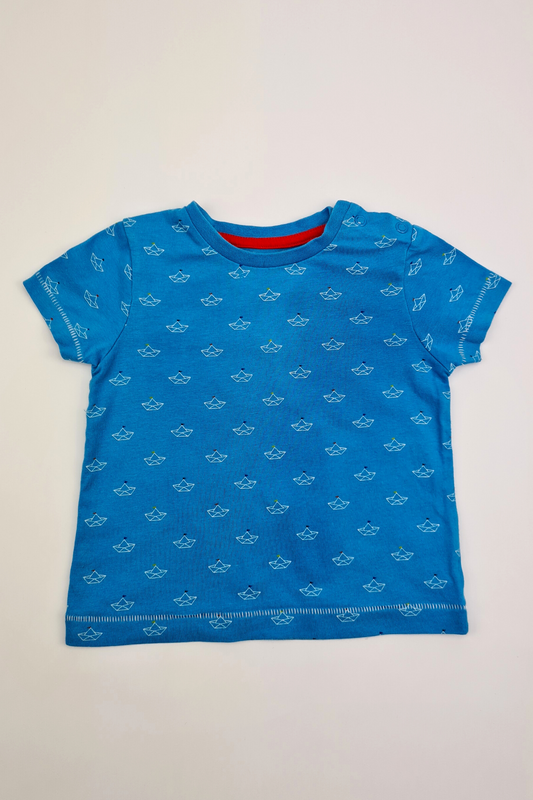 6-9m - Light Blue Sailboat T-shirt (Mini Club)