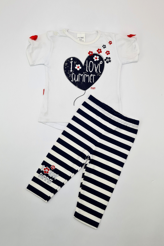 3–6 Monate – „I Love Summer“-Leggings- und T-Shirt-Outfit