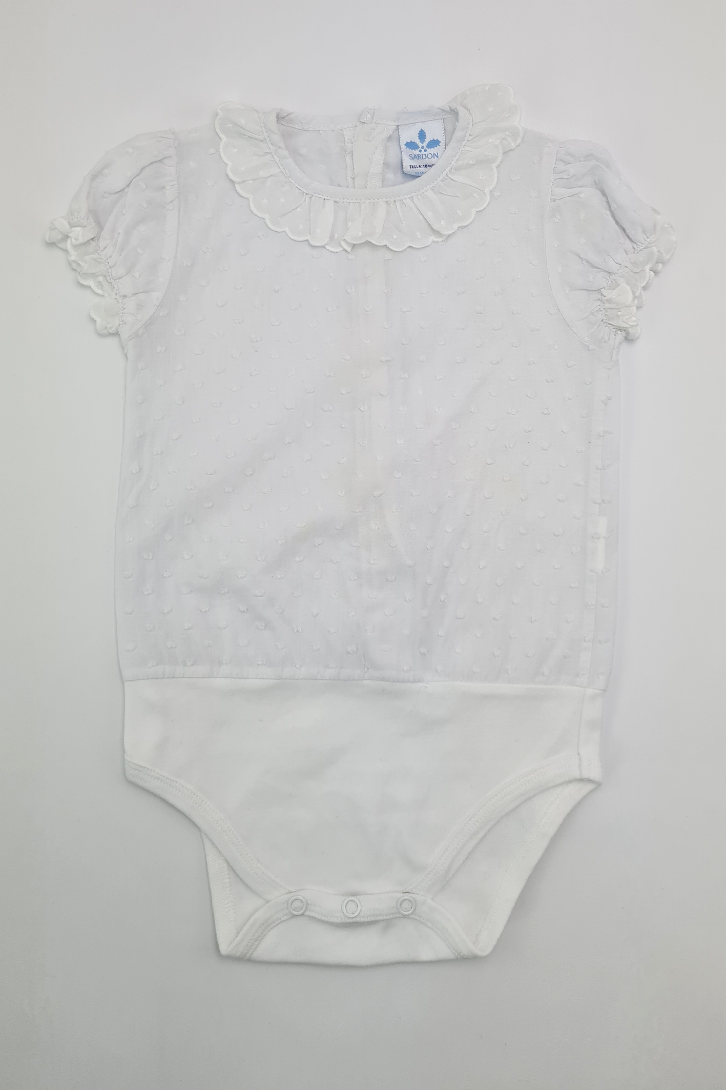 18 mois - Chemise body blanche à manches bouffantes (Sardon)