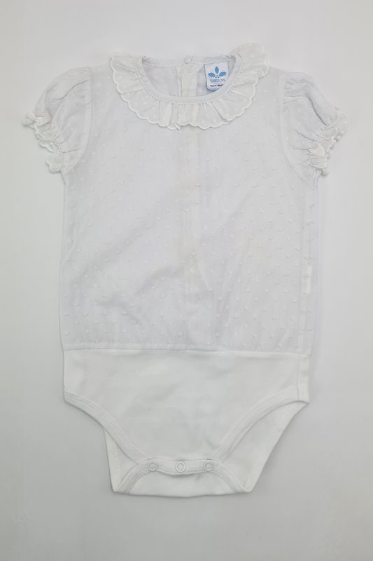 18 mois - Chemise body blanche à manches bouffantes (Sardon)
