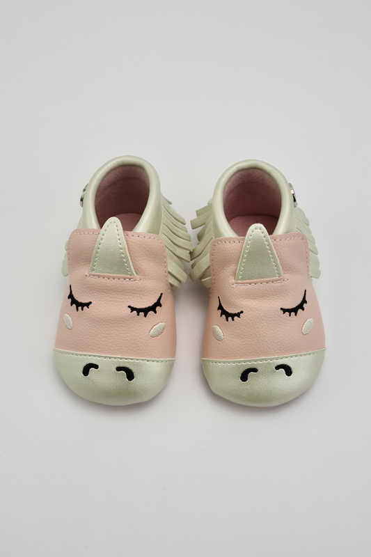 0-6m - Pink unicorn pram shoes