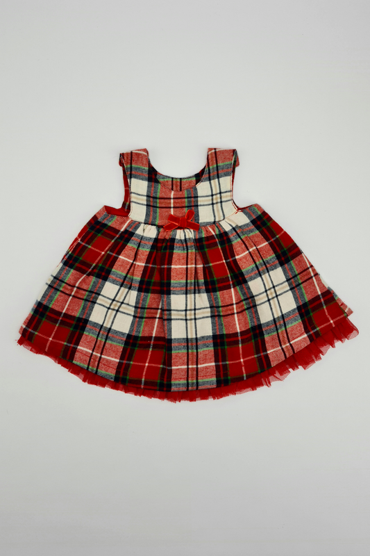 Newborn (7.5lbs) - 100% Cotton Red Plaid Dress (Nutmeg)