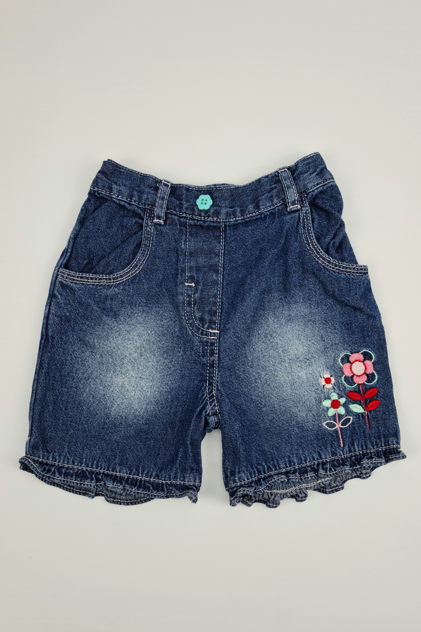 18-24m - Dark Blue Embroidered Denim Shorts (M&Co.)