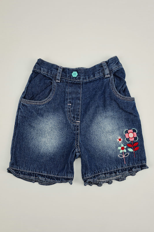 18-24m - Dark Blue Embroidered Denim Shorts (M&Co.)
