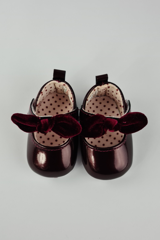 0–3 Monate – Burgunderrote Mary-Jane-Schuhe (Matalan)