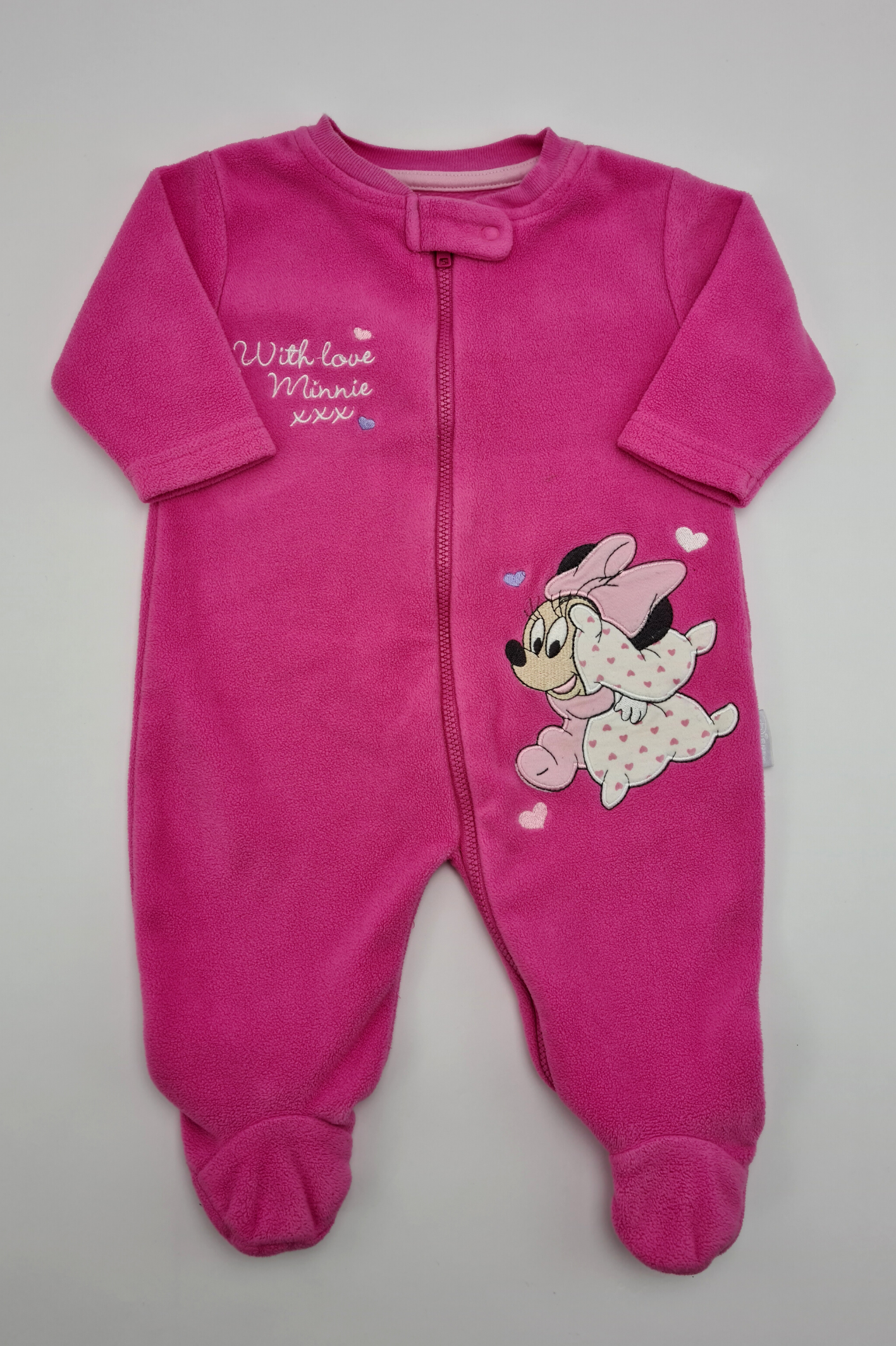 0–3 m – Rosa Fleece-Minnie-Maus-Schlafanzug