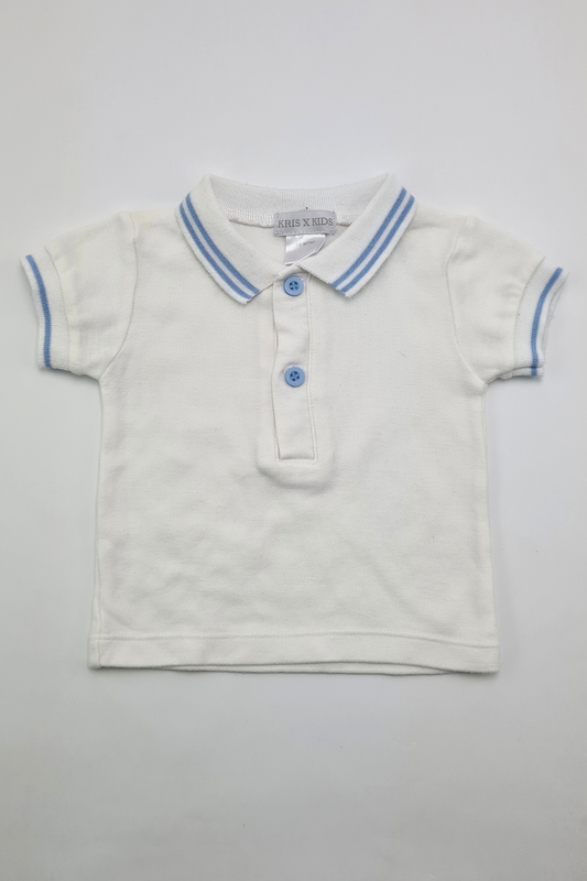 3–6 Monate – Weißes Poloshirt (Kris X Kids)