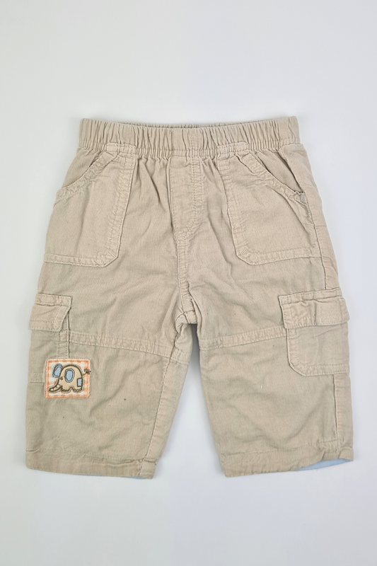 3-6m - Pantalon cargo en velours côtelé beige (Cherokee)