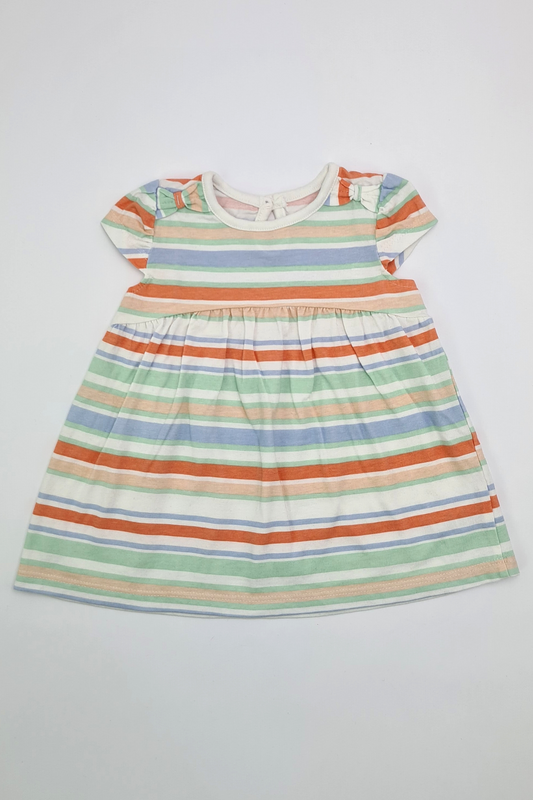 0-3m - 100% Cotton Striped Dress (George)