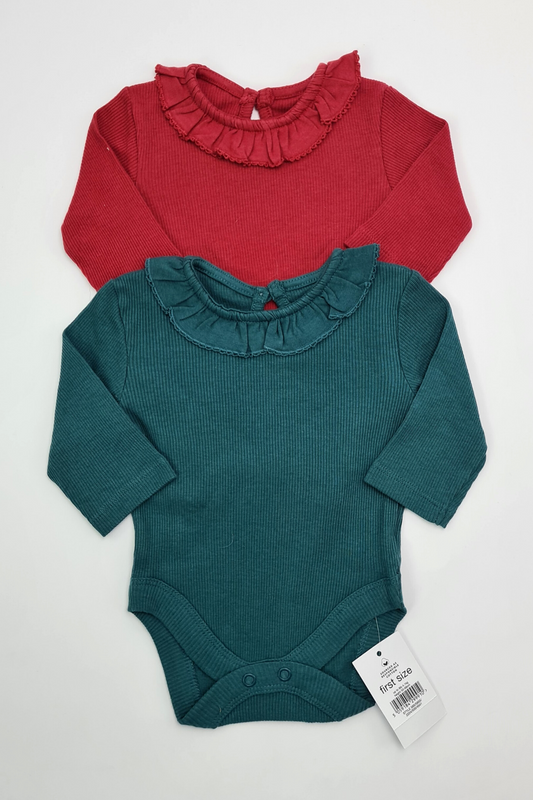 First Size (9lbs) - 2 Frill Collar long Sleeve Bodysuits (George)