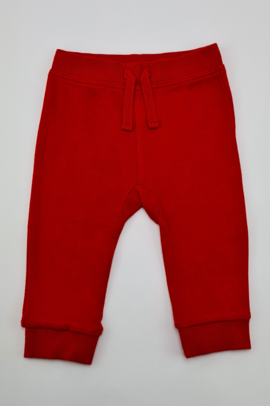 3-6 mois - Pantalon de jogging rouge (George). 100 % coton.
