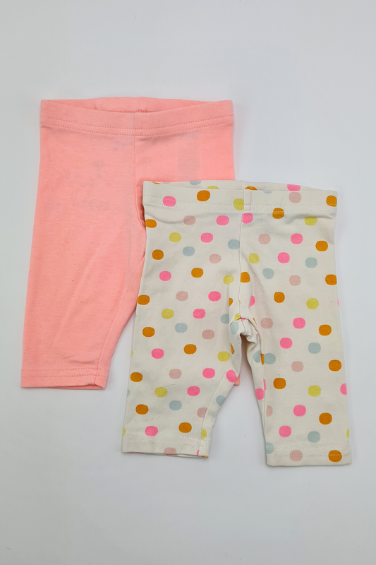 3-6m - Pink & Spot Print Leggings Set